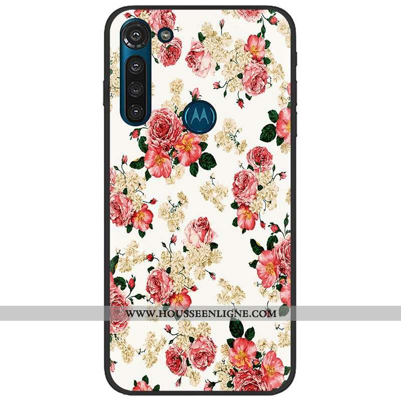 Housse Moto G8 Power Délavé En Daim Tendance Fluide Doux Téléphone Portable Rose Pu Coque