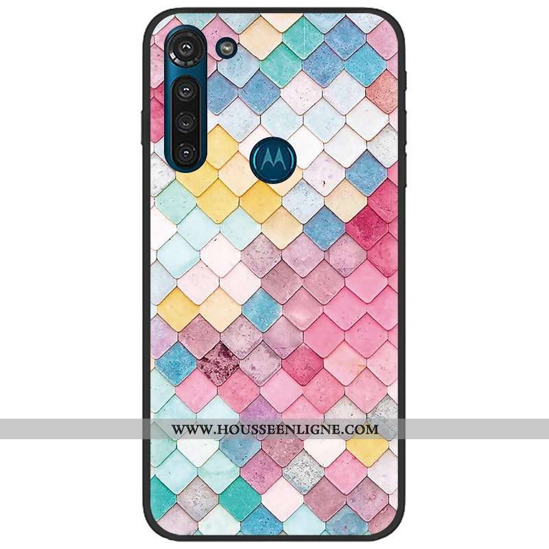 Housse Moto G8 Power Délavé En Daim Tendance Fluide Doux Téléphone Portable Rose Pu Coque