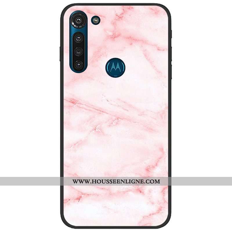 Housse Moto G8 Power Délavé En Daim Tendance Fluide Doux Téléphone Portable Rose Pu Coque