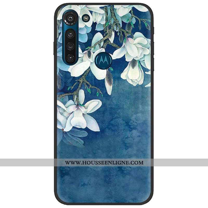 Housse Moto G8 Power Délavé En Daim Tendance Fluide Doux Téléphone Portable Rose Pu Coque