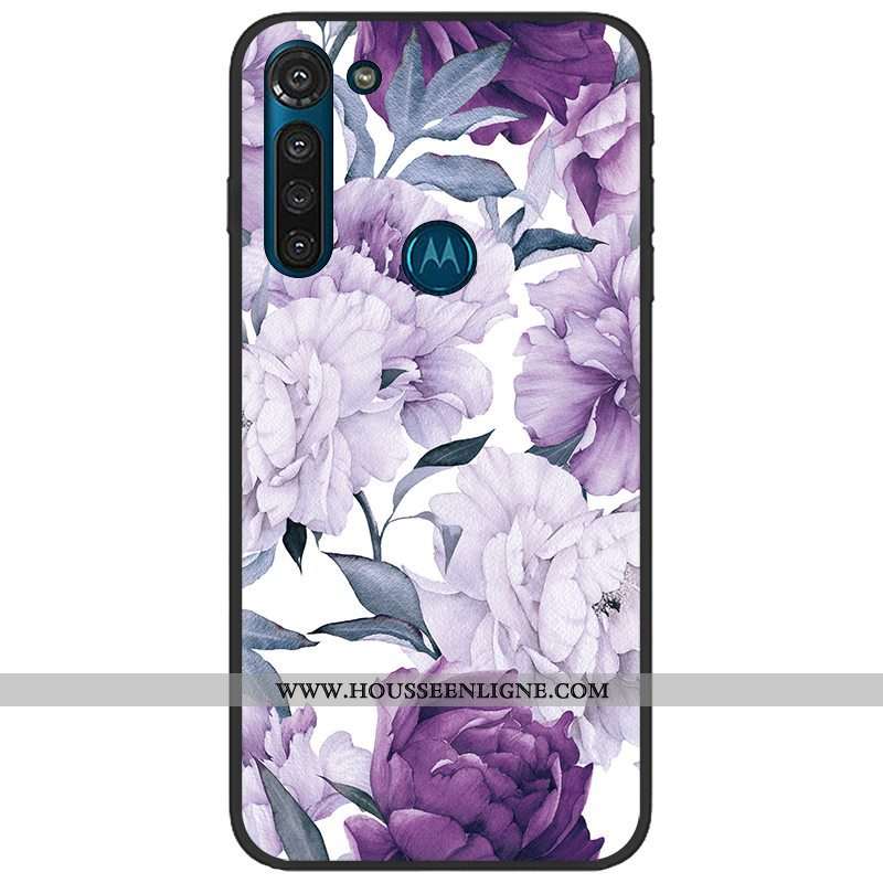 Housse Moto G8 Power Délavé En Daim Tendance Fluide Doux Téléphone Portable Rose Pu Coque