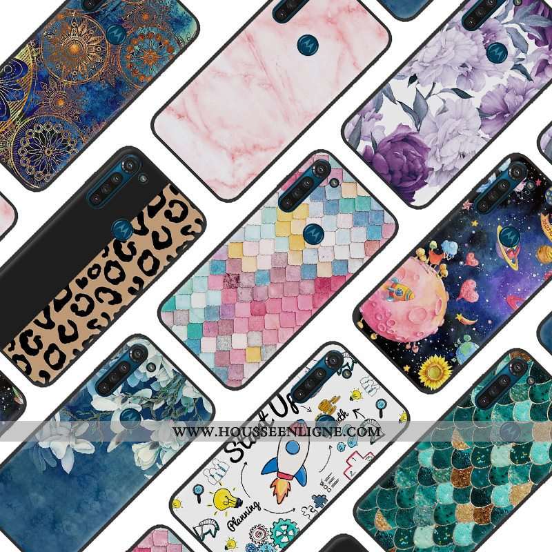 Housse Moto G8 Power Délavé En Daim Tendance Fluide Doux Téléphone Portable Rose Pu Coque