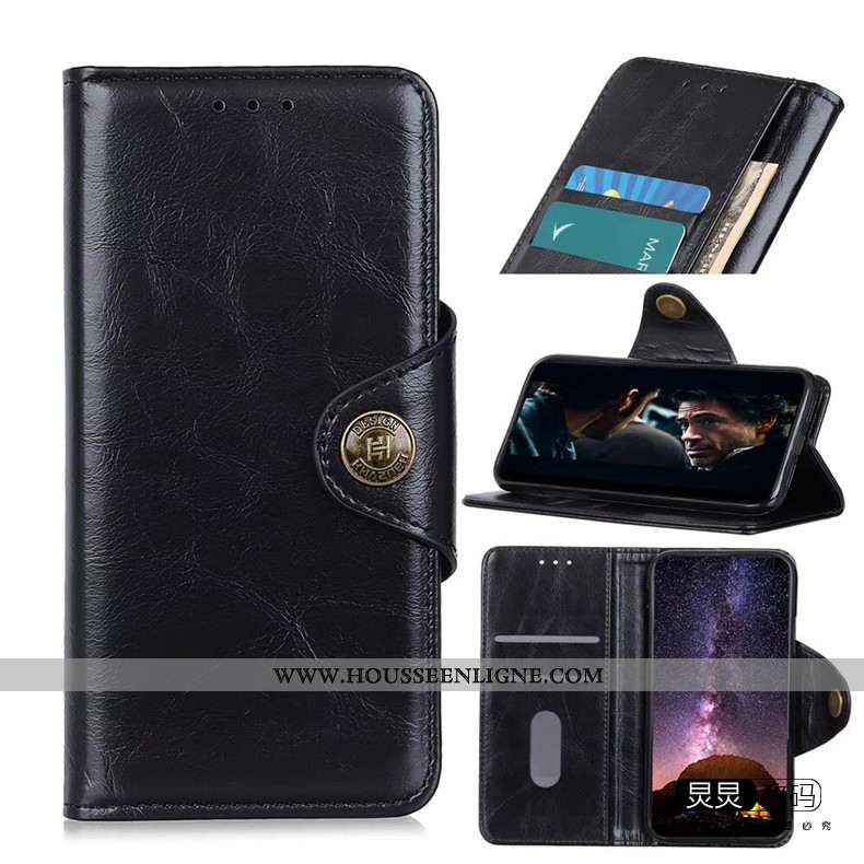 Housse Moto G8 Power Lite Cuir Véritable Vintage Coque Fluide Doux Étui Téléphone Portable Marron