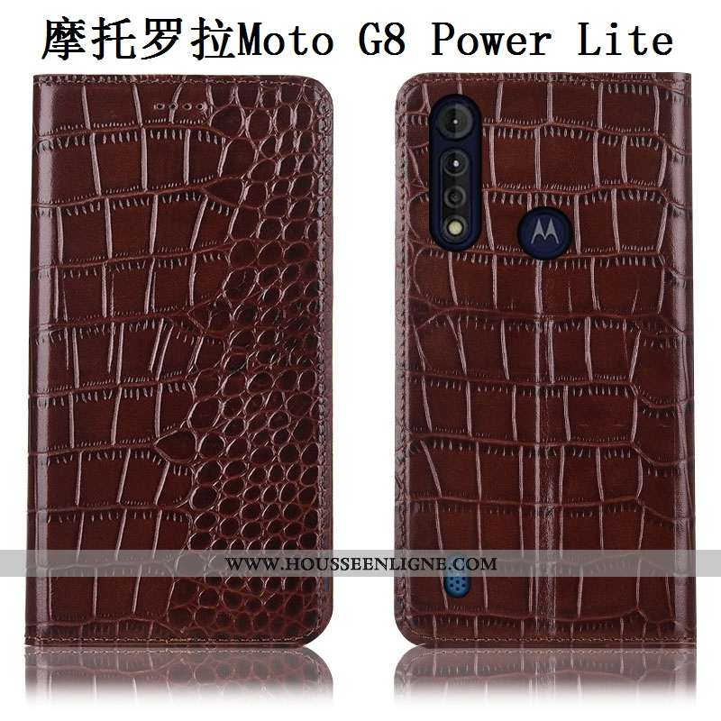 Housse Moto G8 Power Lite Modèle Fleurie Protection Téléphone Portable Cuir Véritable Coque Incassab