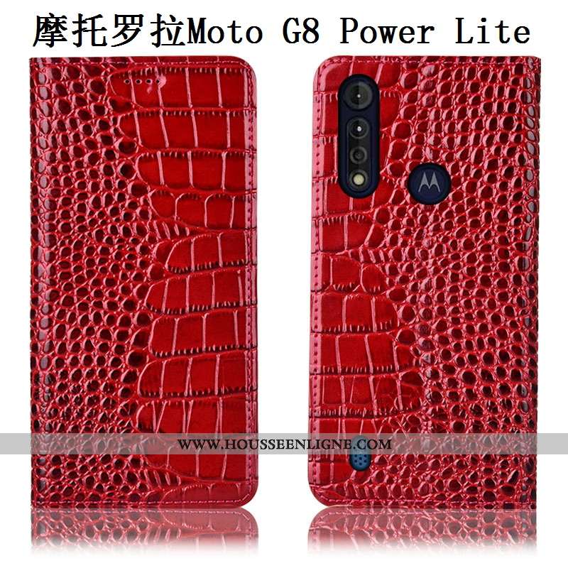Housse Moto G8 Power Lite Modèle Fleurie Protection Téléphone Portable Cuir Véritable Coque Incassab