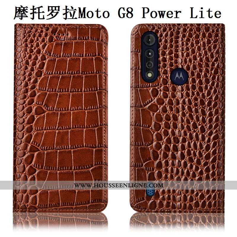 Housse Moto G8 Power Lite Modèle Fleurie Protection Téléphone Portable Cuir Véritable Coque Incassab