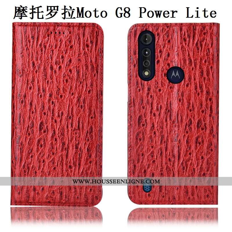 Housse Moto G8 Power Lite Modèle Fleurie Protection Étui Cuir Véritable Téléphone Portable Incassabl