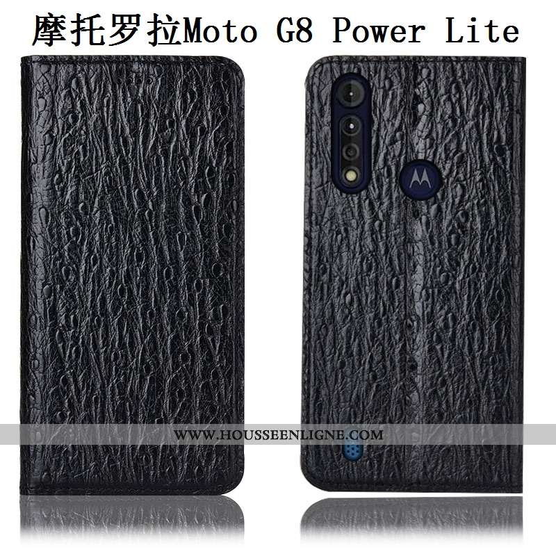 Housse Moto G8 Power Lite Modèle Fleurie Protection Étui Cuir Véritable Téléphone Portable Incassabl