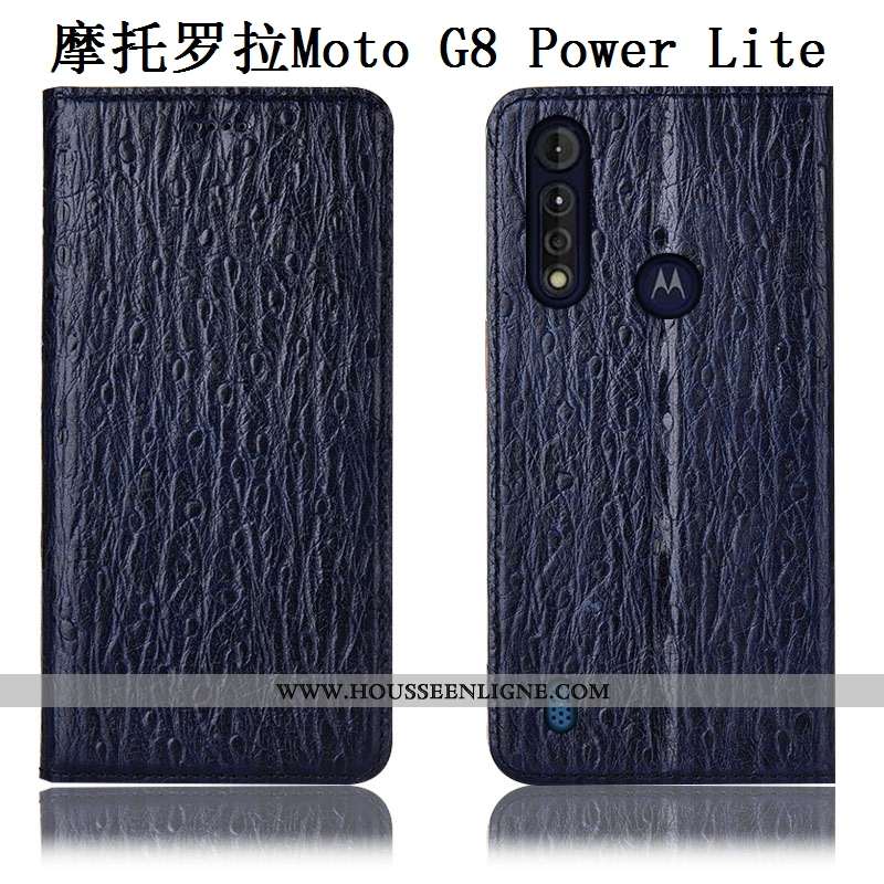 Housse Moto G8 Power Lite Modèle Fleurie Protection Étui Cuir Véritable Téléphone Portable Incassabl
