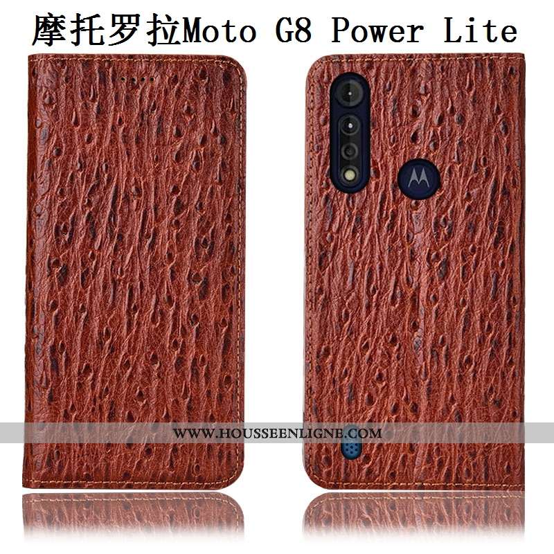 Housse Moto G8 Power Lite Modèle Fleurie Protection Étui Cuir Véritable Téléphone Portable Incassabl