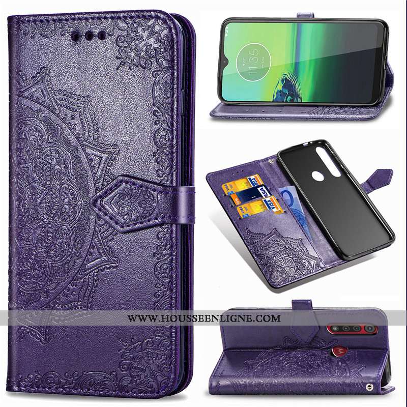 Housse Moto G8 Power Lite Ornements Suspendus Gaufrage Téléphone Portable Couleur Unie Étui Coque No
