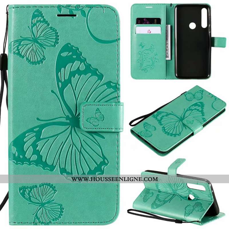 Housse Moto G8 Power Lite Protection Cuir Téléphone Portable Étui Coque Incassable Vert Verte