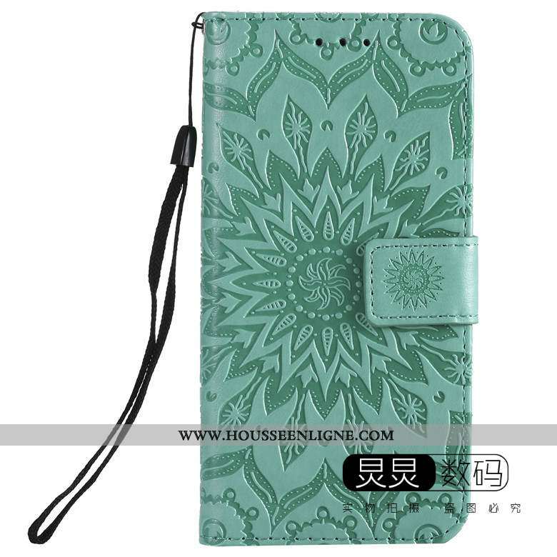 Housse Moto G8 Protection Gaufrage Étui Téléphone Portable Cuir Incassable Tout Compris Verte