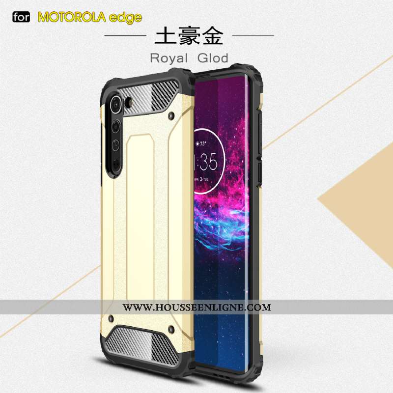 Housse Motorola Edge Étui Épaissir Téléphone Portable Trois Défenses Incassable Or Difficile Doré