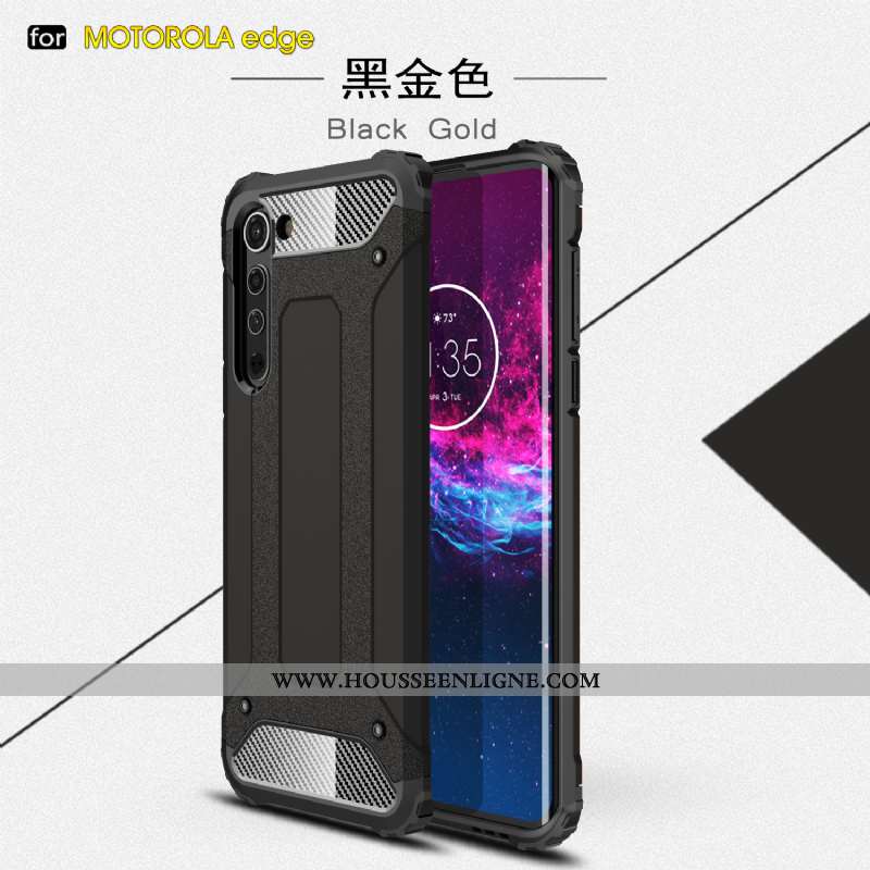 Housse Motorola Edge Étui Épaissir Téléphone Portable Trois Défenses Incassable Or Difficile Doré