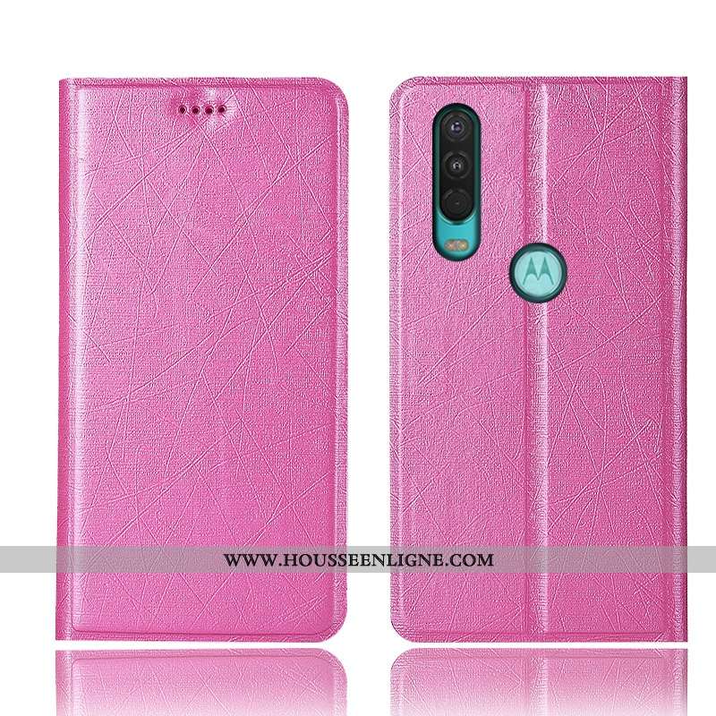 Housse Motorola One Action Cuir Protection Noir Étui Soie Tout Compris Coque