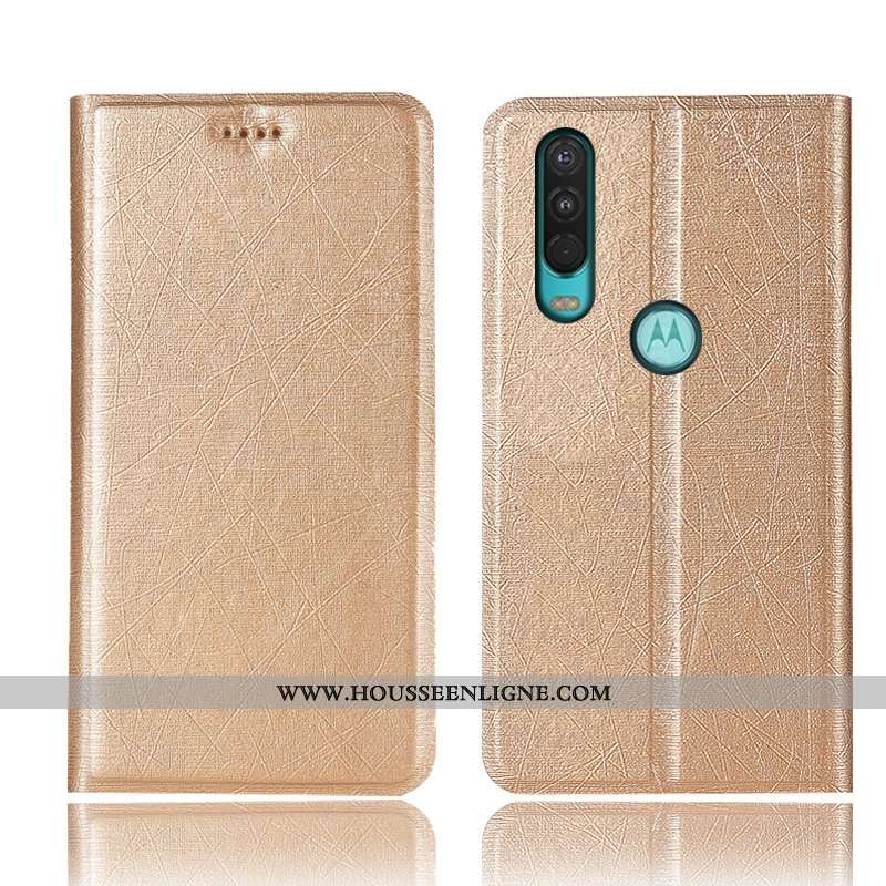 Housse Motorola One Action Cuir Protection Noir Étui Soie Tout Compris Coque