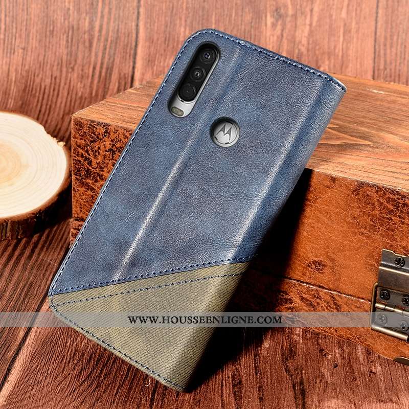 Housse Motorola One Action Cuir Protection Support Étui Carte Rouge Incassable