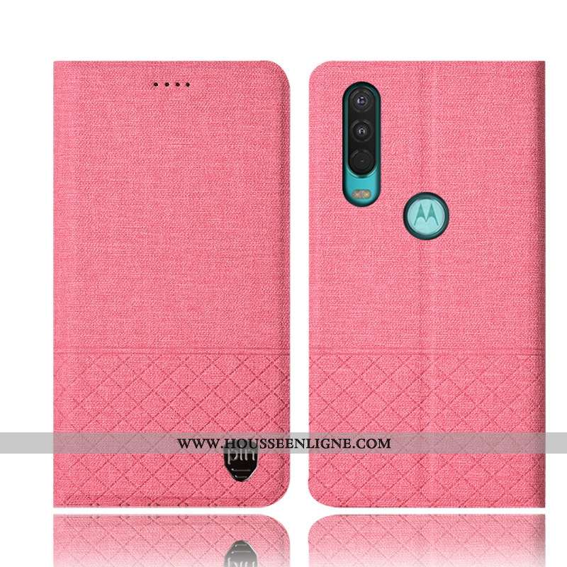 Housse Motorola One Action Protection Cuir Incassable Étui Tout Compris Téléphone Portable Rose