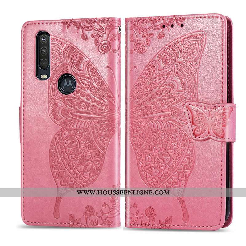 Housse Motorola One Action Protection Ornements Suspendus Cuir En Relief Étui Téléphone Portable Ros