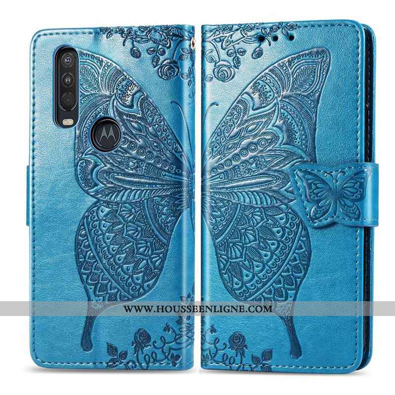 Housse Motorola One Action Protection Ornements Suspendus Cuir En Relief Étui Téléphone Portable Ros
