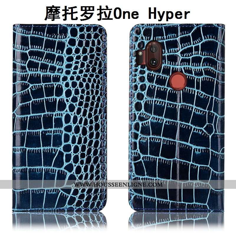 Housse Motorola One Hyper Cuir Véritable Protection Étui Téléphone Portable Rouge Tout Compris