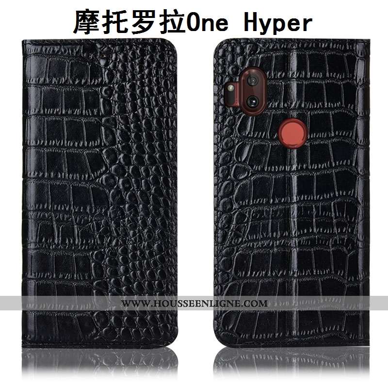 Housse Motorola One Hyper Cuir Véritable Protection Étui Téléphone Portable Rouge Tout Compris