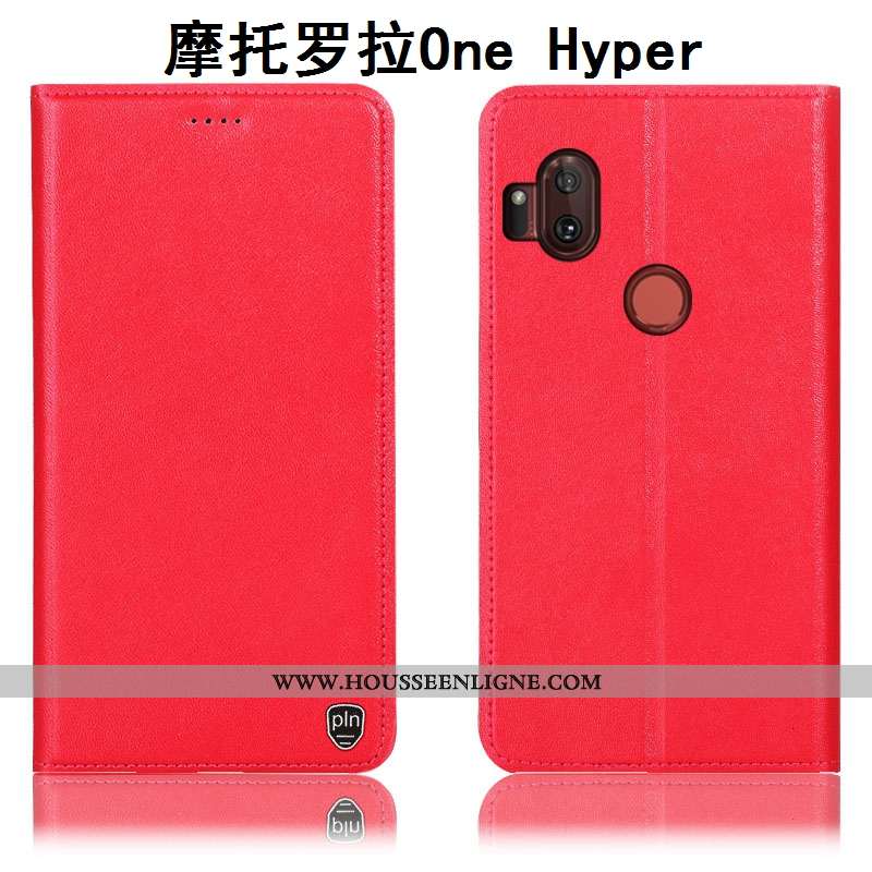 Housse Motorola One Hyper Modèle Fleurie Protection Incassable Cuir Véritable Orange Étui
