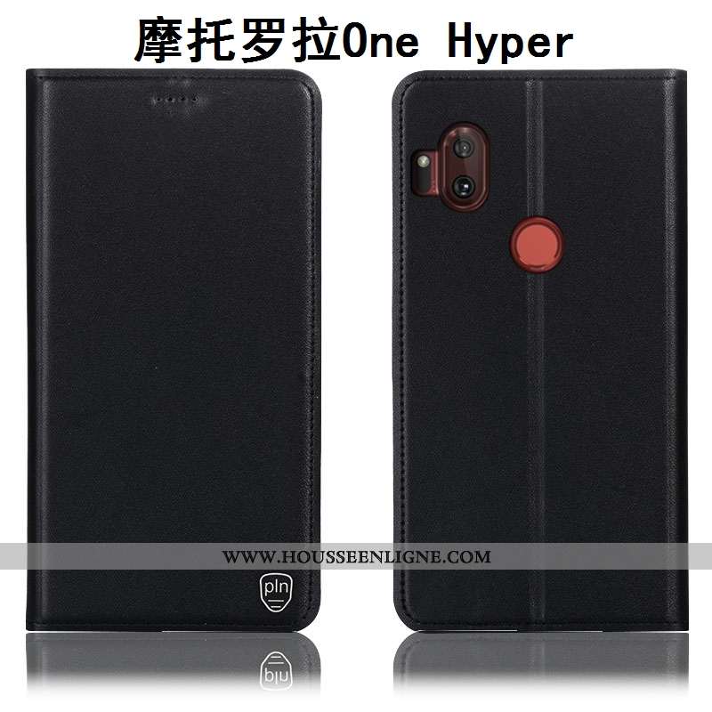 Housse Motorola One Hyper Modèle Fleurie Protection Incassable Cuir Véritable Orange Étui