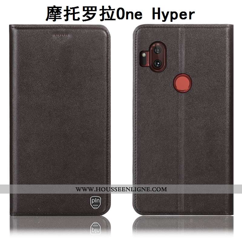 Housse Motorola One Hyper Modèle Fleurie Protection Incassable Cuir Véritable Orange Étui