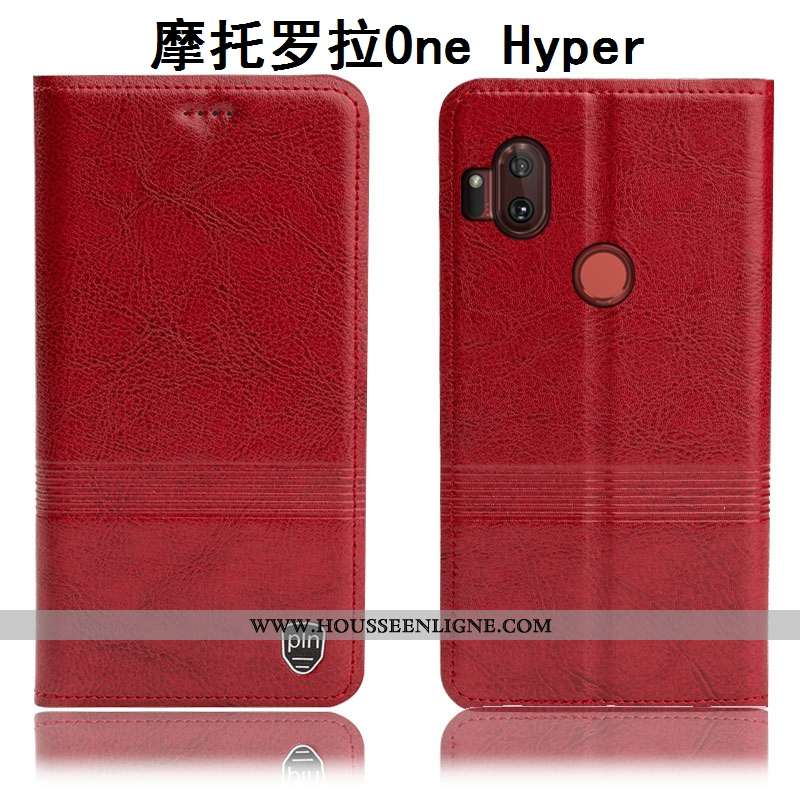 Housse Motorola One Hyper Protection Cuir Véritable Étui Téléphone Portable Tout Compris Incassable 