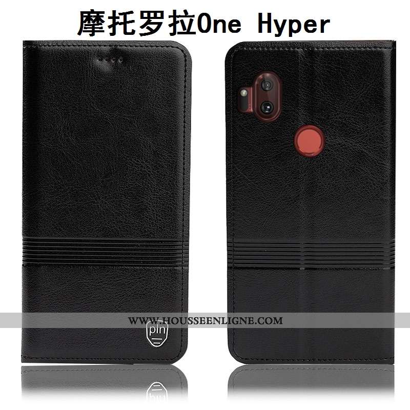 Housse Motorola One Hyper Protection Cuir Véritable Étui Téléphone Portable Tout Compris Incassable 