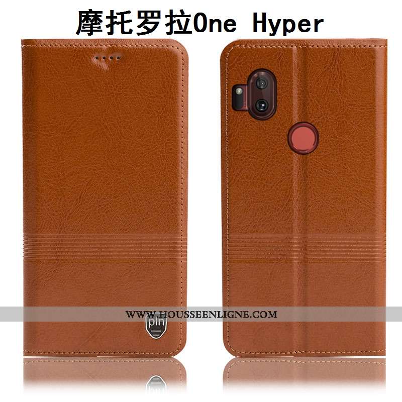 Housse Motorola One Hyper Protection Cuir Véritable Étui Téléphone Portable Tout Compris Incassable 