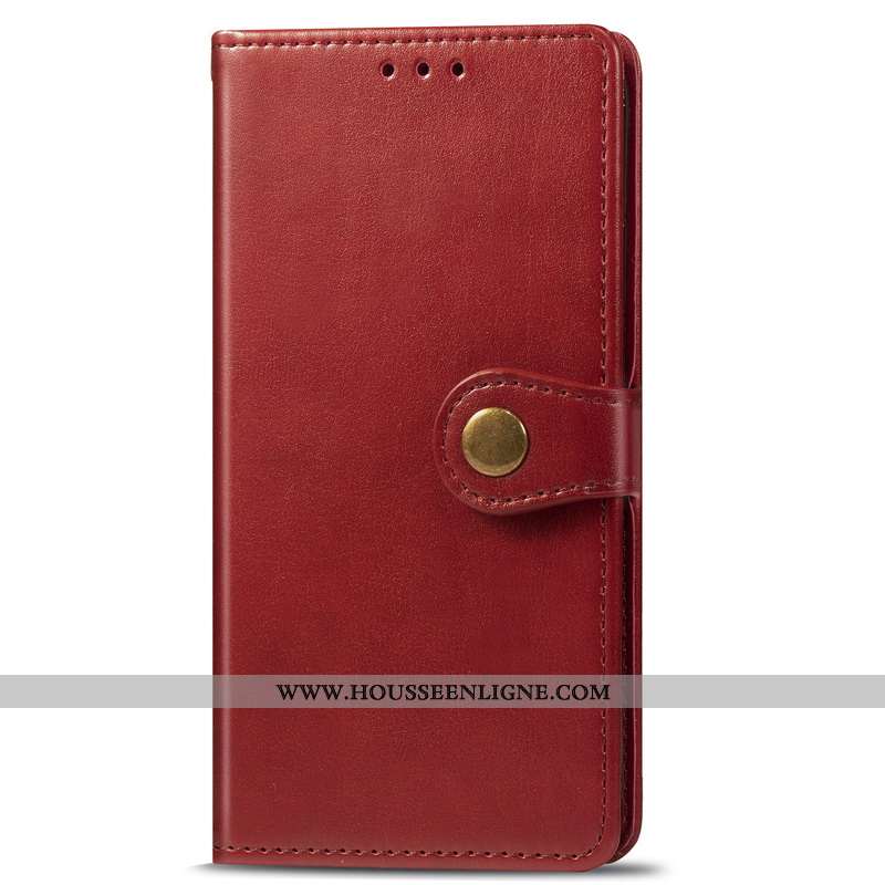 Housse Motorola One Vision Cuir Protection Étui Couleur Unie Coque Simple Rouge