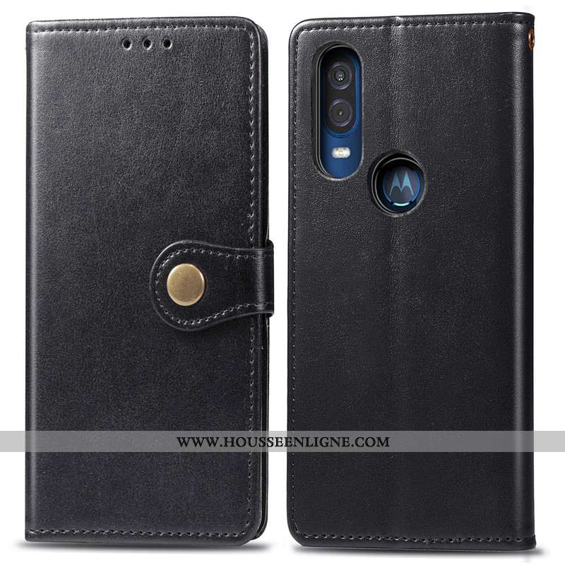Housse Motorola One Vision Cuir Protection Étui Couleur Unie Coque Simple Rouge