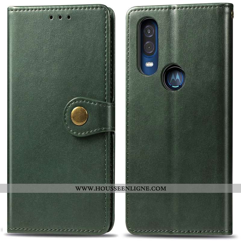 Housse Motorola One Vision Cuir Protection Étui Couleur Unie Coque Simple Rouge