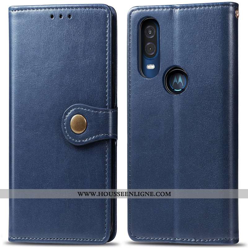 Housse Motorola One Vision Cuir Protection Étui Couleur Unie Coque Simple Rouge