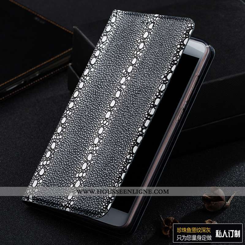 Housse Motorola One Vision Cuir Véritable Protection Incassable Téléphone Portable Perle Gris Étui
