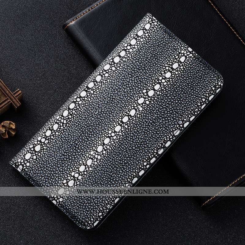 Housse Motorola One Vision Cuir Véritable Protection Incassable Téléphone Portable Perle Gris Étui