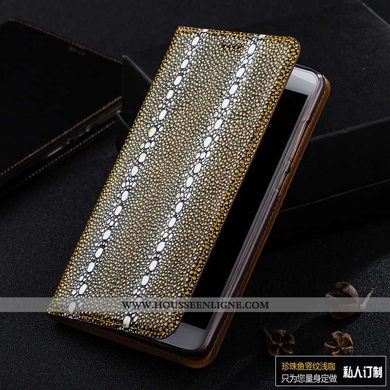 Housse Motorola One Vision Cuir Véritable Protection Incassable Téléphone Portable Perle Gris Étui