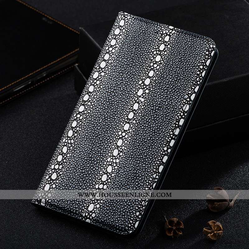 Housse Motorola One Vision Cuir Véritable Protection Incassable Téléphone Portable Perle Gris Étui