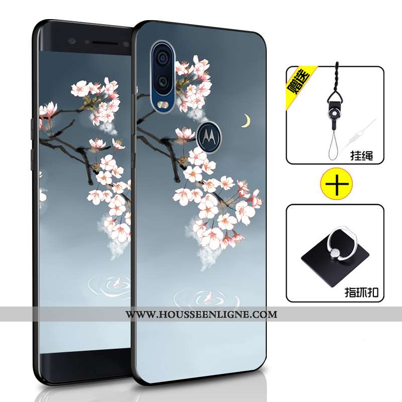 Housse Motorola One Vision Fluide Doux Silicone Coque Incassable Téléphone Portable Bleu Tout Compri