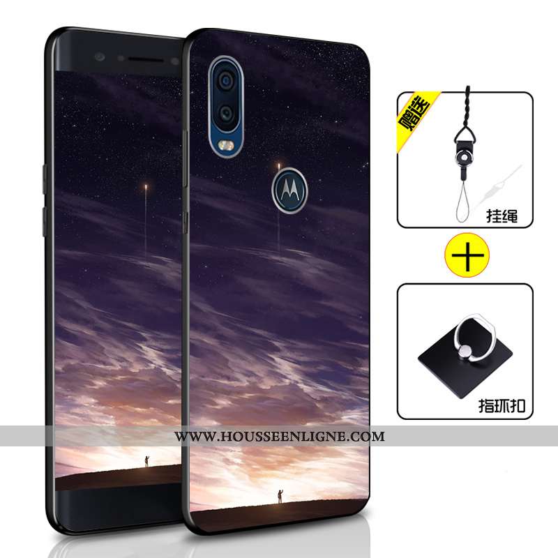 Housse Motorola One Vision Fluide Doux Silicone Coque Incassable Téléphone Portable Bleu Tout Compri