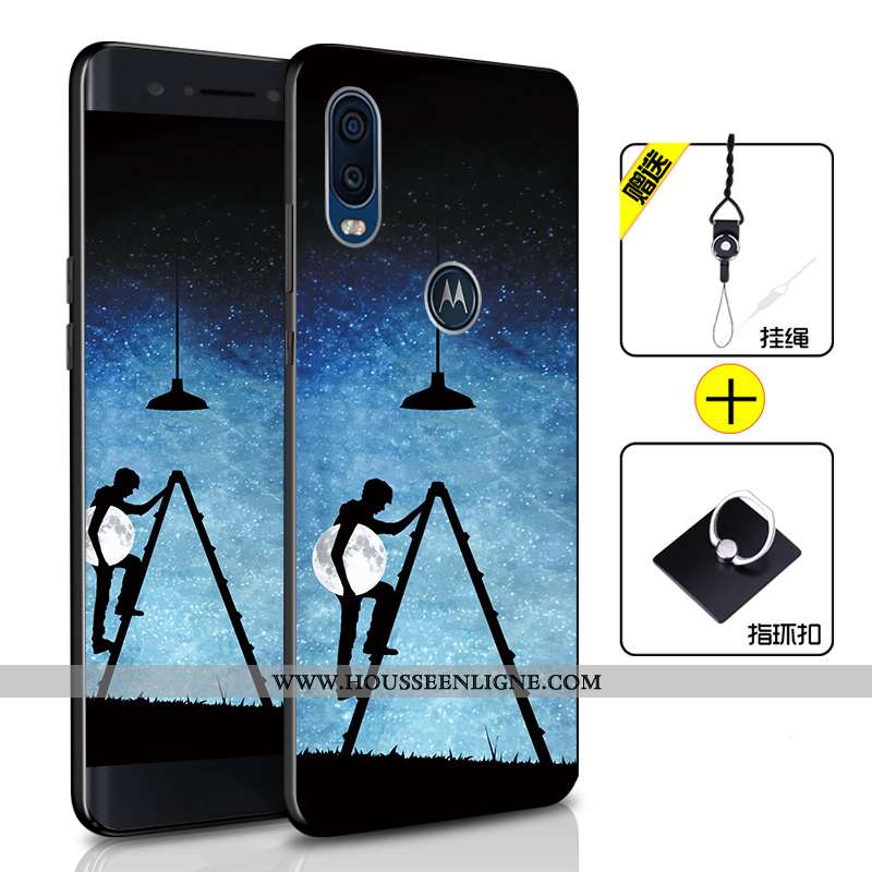 Housse Motorola One Vision Fluide Doux Silicone Coque Incassable Téléphone Portable Bleu Tout Compri