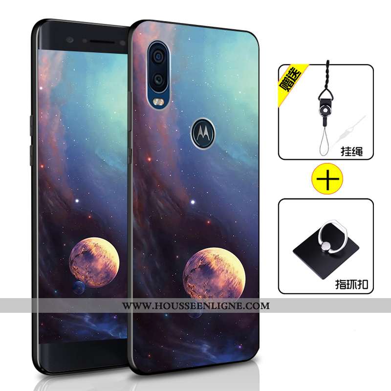 Housse Motorola One Vision Fluide Doux Silicone Coque Incassable Téléphone Portable Bleu Tout Compri