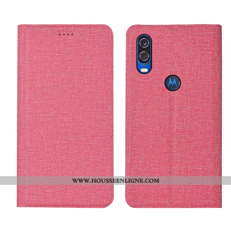 Housse Motorola One Vision Protection Tout Compris Lin Incassable Étui Coque Téléphone Portable Rose