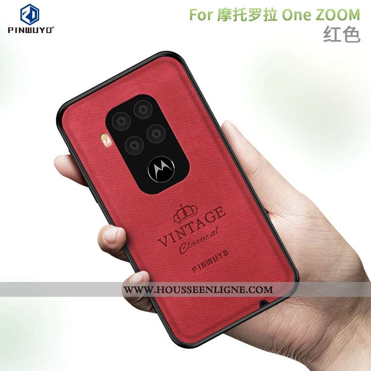 Housse Motorola One Zoom Légère Délavé En Daim Ultra Luxe Tissu Noir Coque