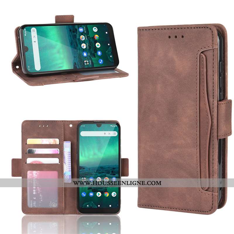 Housse Nokia 1.3 Protection Portefeuille Fluide Doux Étui Téléphone Portable Cuir Marron