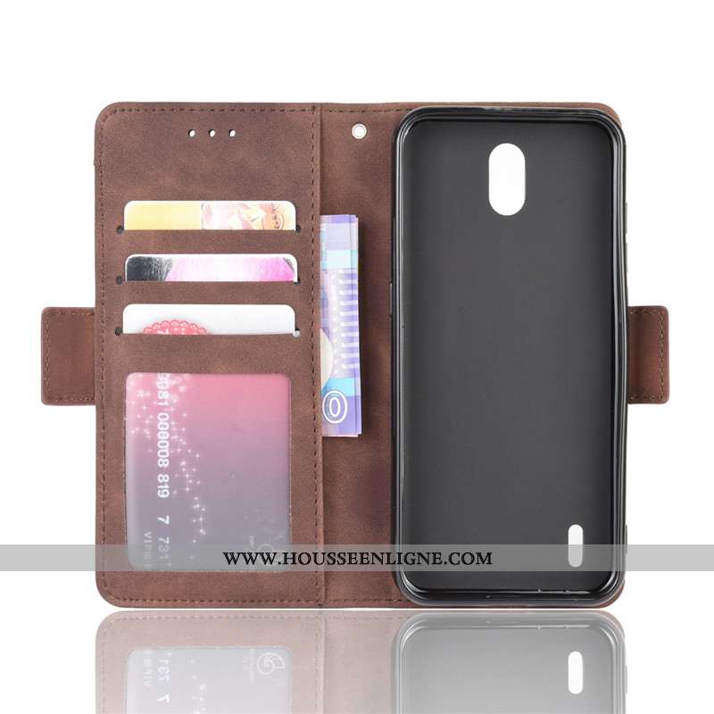 Housse Nokia 1.3 Protection Portefeuille Fluide Doux Étui Téléphone Portable Cuir Marron