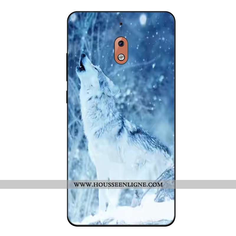 Housse Nokia 2.1 Créatif Dessin Animé Tendance Bleu Étui Silicone Fluide Doux